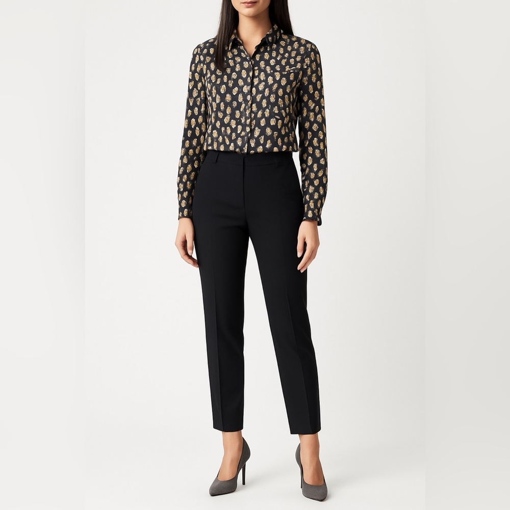 TOPSHOP Fingerprint Satin Blouse Size 10 Black